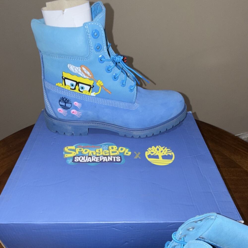 Timberland SpongeBob SquarePants Bright Blue Nubuck Waterproof Men's Boots